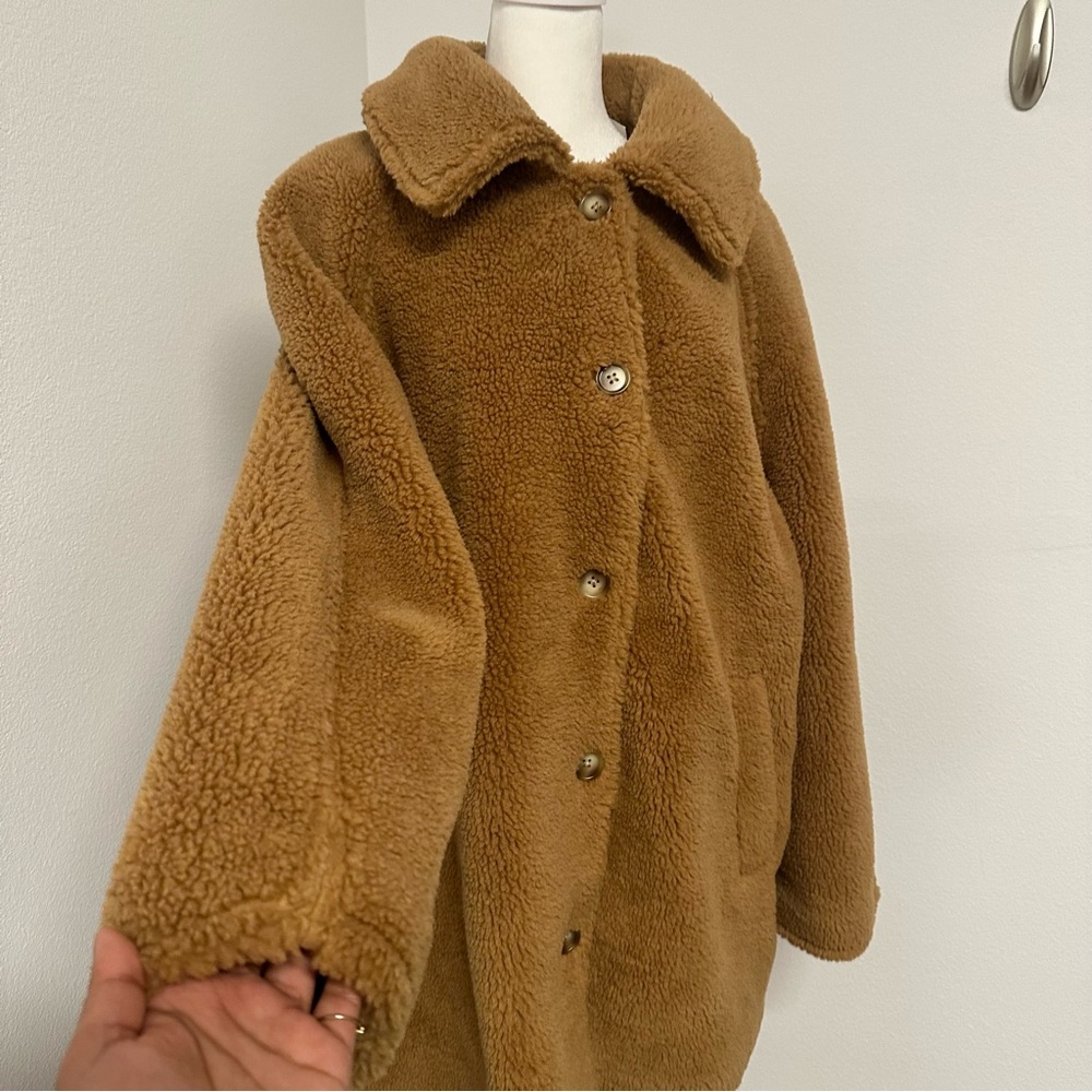 GAP Teddy Sherpa Coat – Brown – Size L - Picture 2 of 10